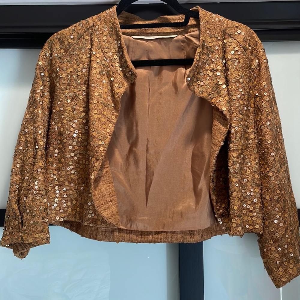 Twelfth Street by Cynthia Vincent Tweed + Sequin Cropped Jacket S